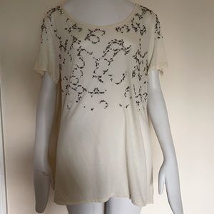 3.1 Phillip Lim ecru tee with scattered rhinestone
